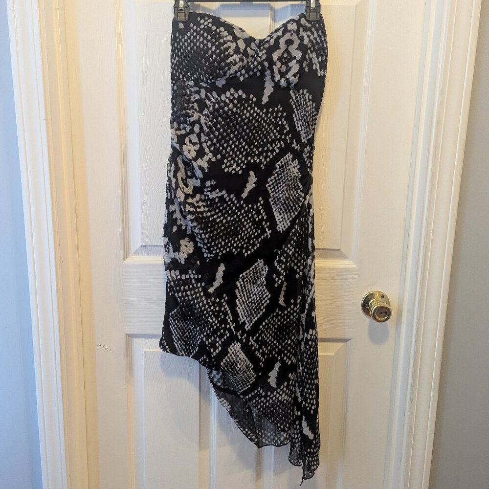 Dots black and white strapless dress - 7/8